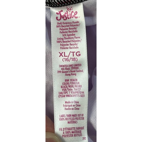 Justice Girls XL 16/18 One-Shoulder Cut-Out Swimsuit Rainbow Palm Print UPF 50+ - Picture 11 of 11